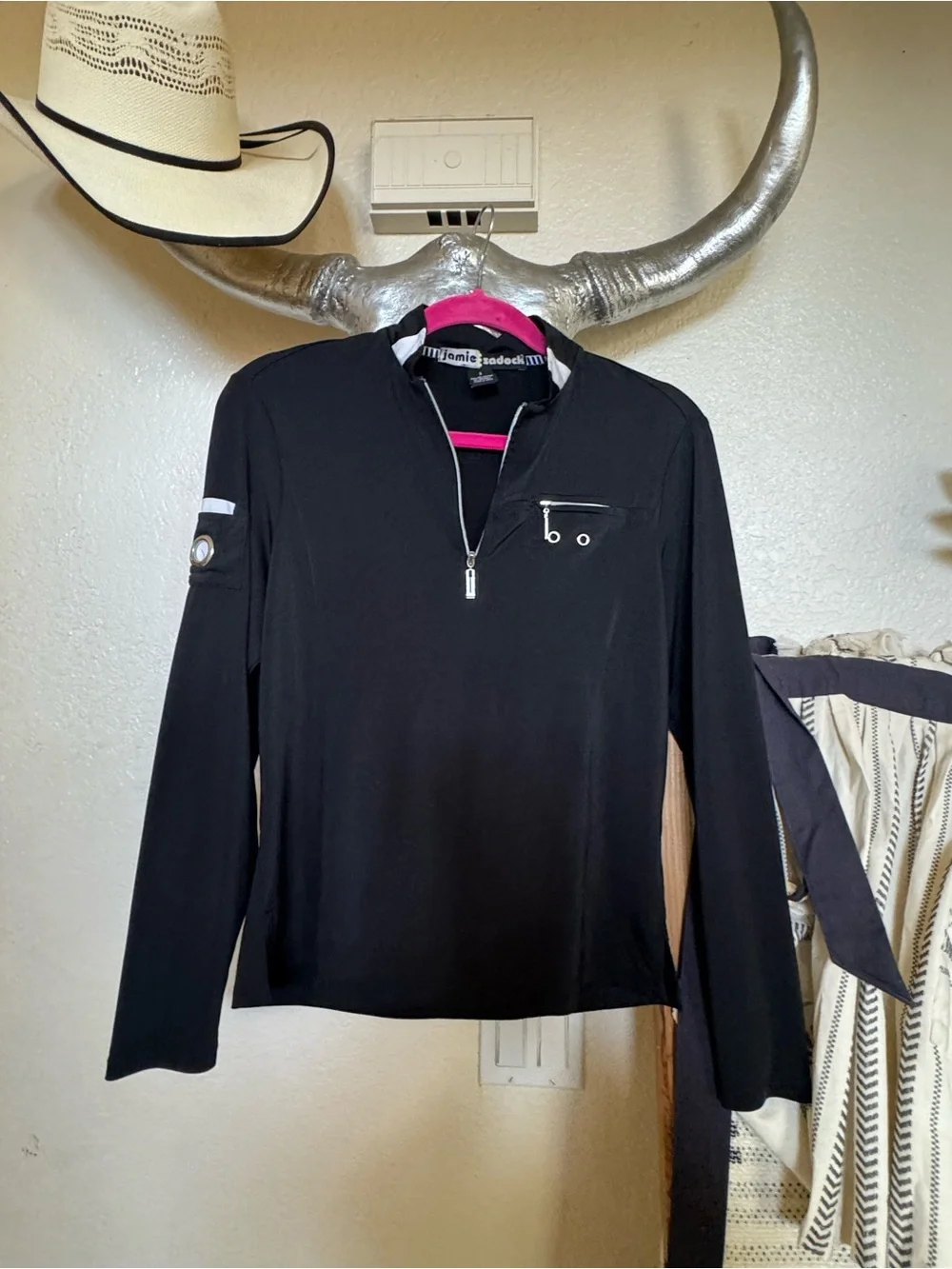 jamie sadock Black Long-Sleeve Quarter-Zip Golf Top
